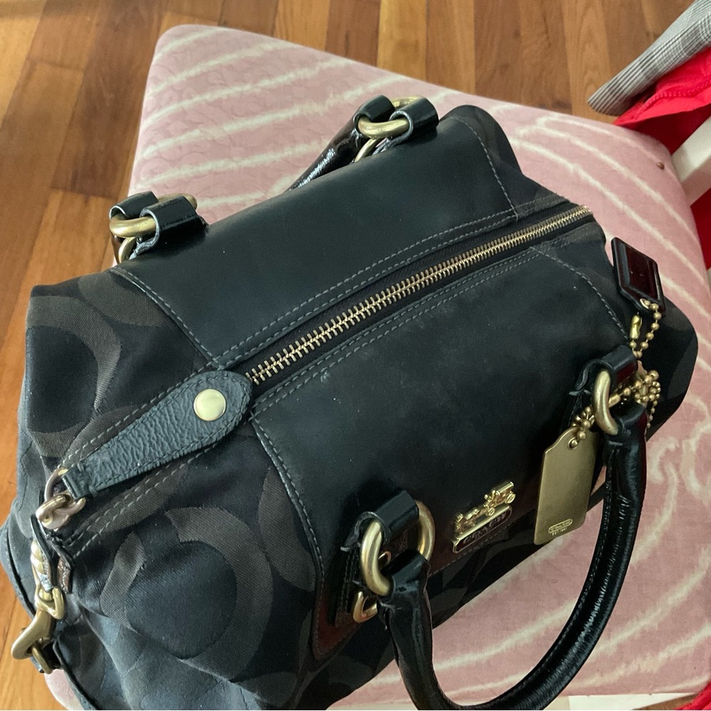 Coach Madison's black satchel has three tags and is in EUC - Picture 7 of 13